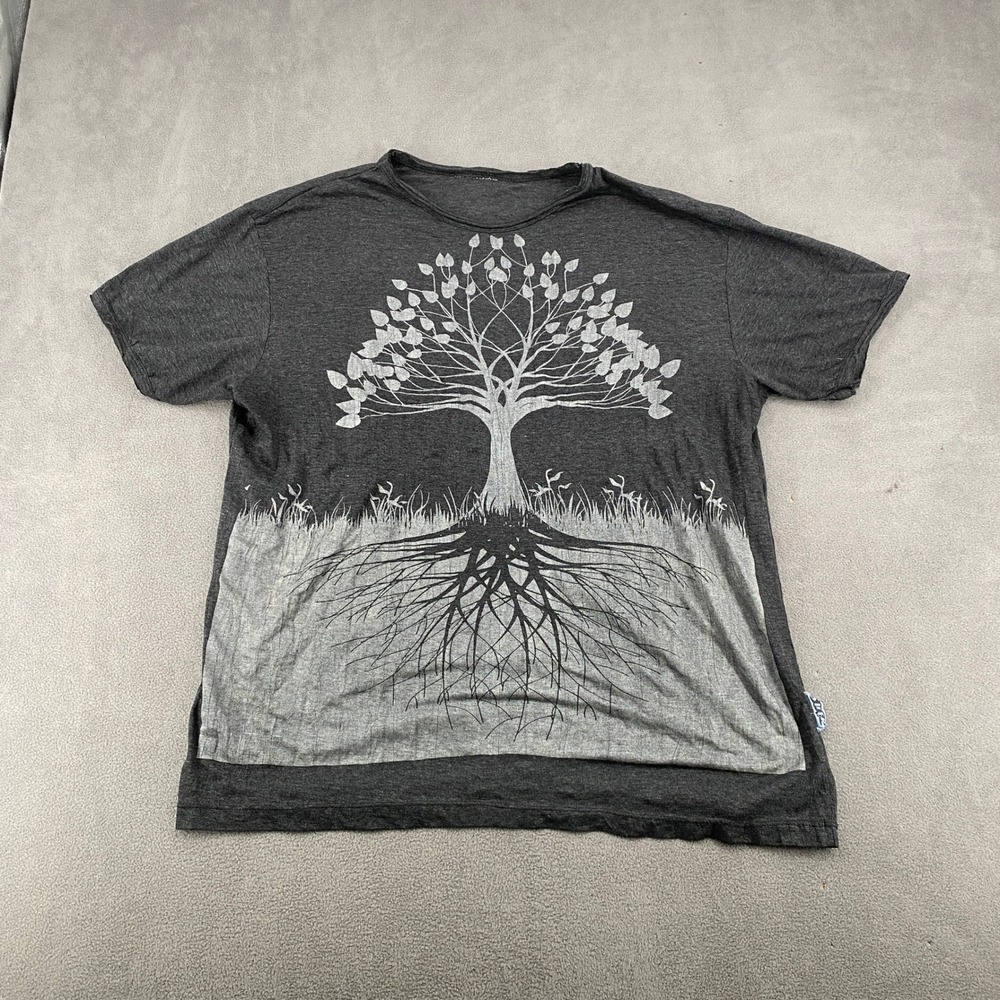 Sure Design Tree of Life Graphic T-Shirt Charcoal Gray Boho Mens XL